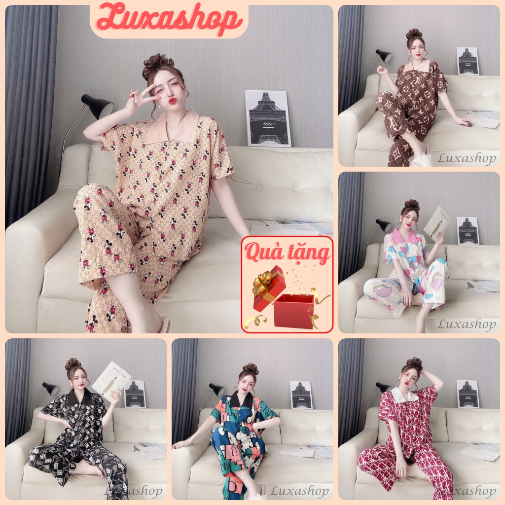Đồ Ngủ Nữ, Set Đồ Bộ Pijama Tay Ngắn Cực Xinh Chất Lụa Đẹp Mặc Nhà Cực Thích Freesize 40<60kg TN14 -