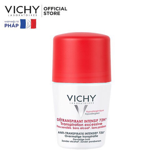 Lăn Khử Mùi Khô Thoáng Vùng Da Dưới Cánh Tay 72h Vichy Détranspirant Intensif 50ml