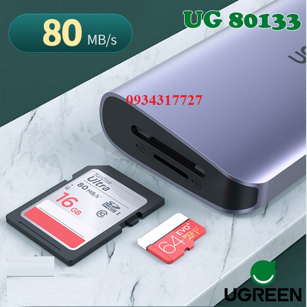 HUB USB C 10 in 1 UGREEN 80133 USB C to 3 USB 3.0 + HDMI 4K + VGA + RJ45 Gigabit + SD/TF + Audio 3.5mm + PD Power Delive