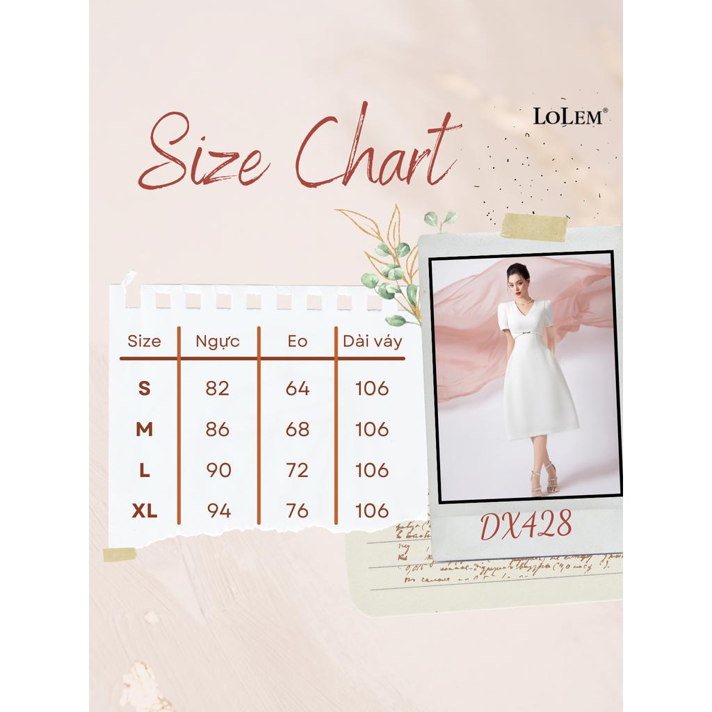 Đầm thiết kế cổ tim LOLEM DX428 form chữ A bầu hông vải bố sợi nhẹ mát