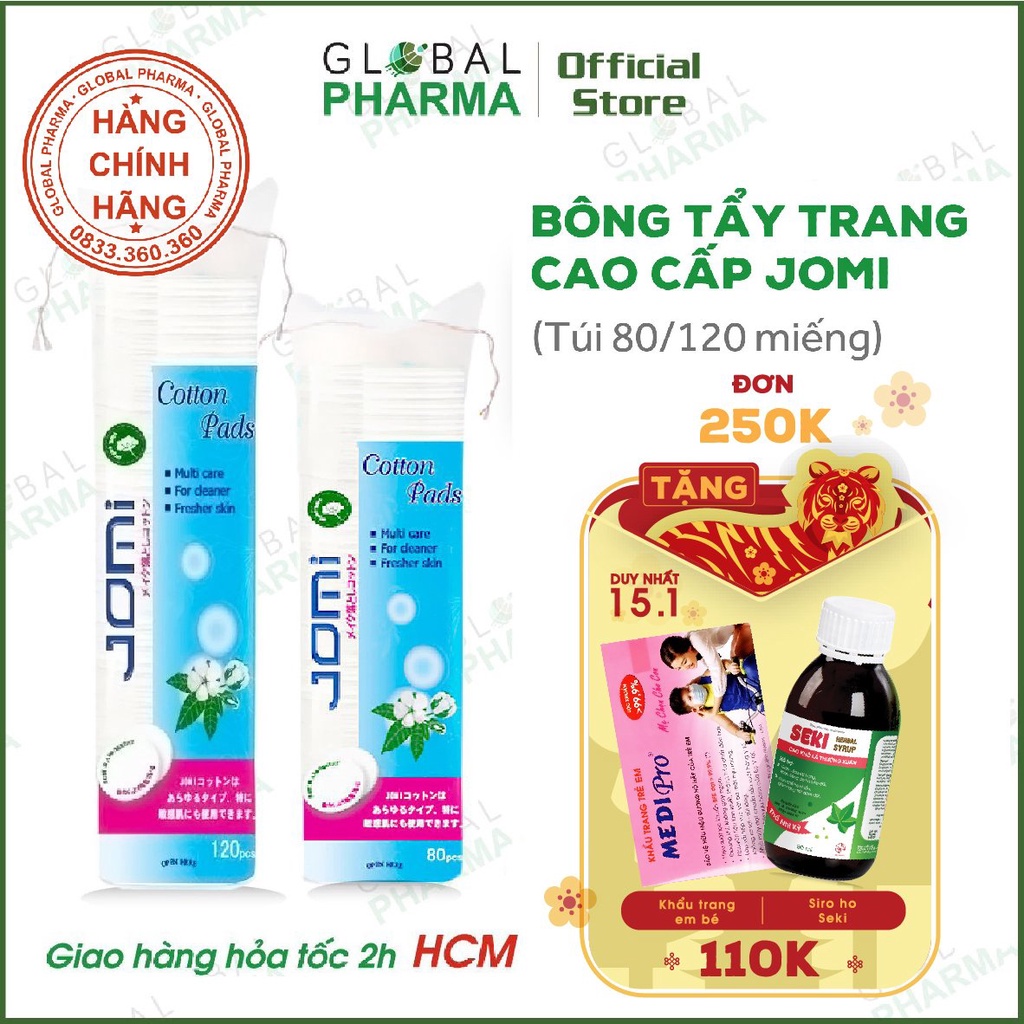 [NHẬT BẢN] Bông Tẩy Trang Cao Cấp Jomi Cotton Pads (Túi 80 Miếng/120 Miếng)