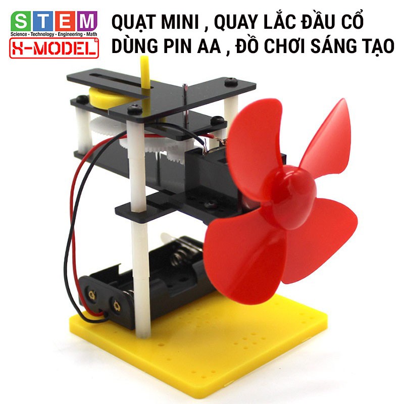 Đồ chơi sáng tạo STEM Quạt mini quay lắc đầu cổ X-MODEL ST41 cho bé, Mô hình DIY [Do it Yourself] |Giáo dục STEM, STEAM