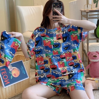 Bộ Đồ Ngủ Lụa In Hình Chuột mickey Plus Size Cho Nữ