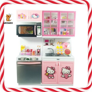 Đồ Chơi Tủ Bếp Hello Kitty 2 Ngăn Cao Cấp Màu Hồng, Âm Thanh Vui Nhộn, Thiết Kế Đẹp Mắt - MEOMEOSHOP2021