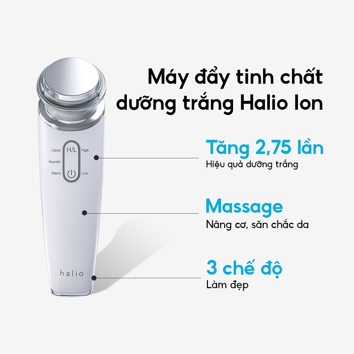Halio Máy đẩy tinh chất dưỡng trắng ion Cleansing and Moisturizing Beauty Device