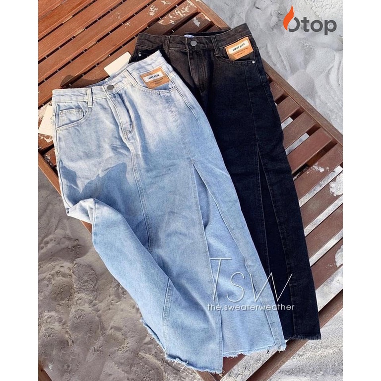 Váy jean xẻ dài cạp cao OTOP | BigBuy360 - bigbuy360.vn