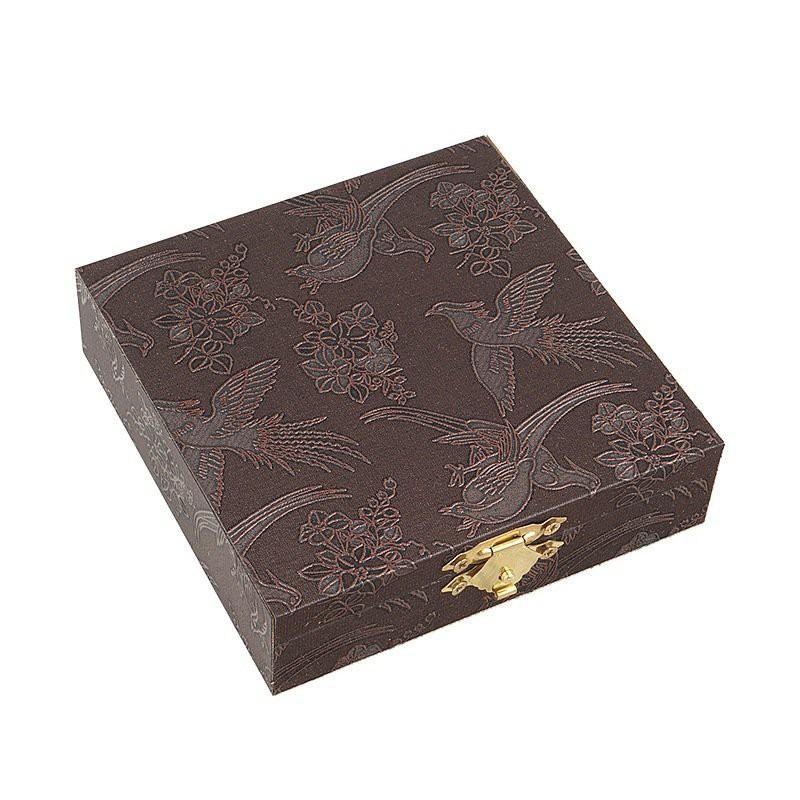( 10x10 cm ) Hộp gỗ vuông HÌNH HẠC VỎ NÂU đựng đồ cổ trang xinh xắn
