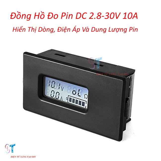 Đồng Hồ Hiển Thị Dòng, Điện Áp Và Đo Dung Lượng Pin DC 2.8-30V 10A