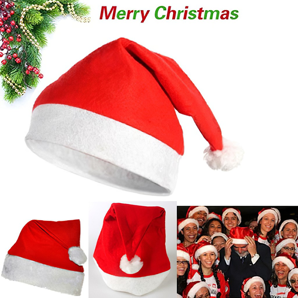 Mũ ông già Noel, mũ Noel hóa trang giáng sinh, chất liệu nỉ không phai màu.