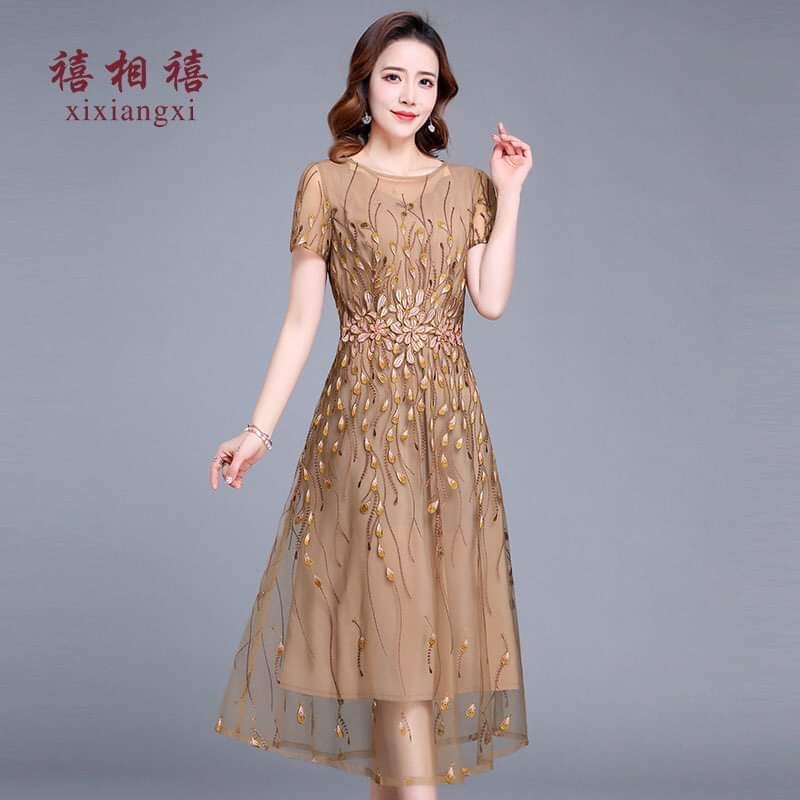 Đầm ren lụa nữ cao cấp dự tiệc sang trọng quý phái NP2992