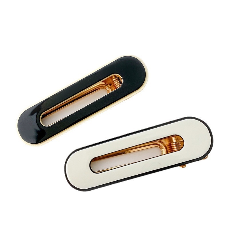 Kẹp tóc acrylic họa tiết trắng đen thời trang Hàn Quốc cho nữ