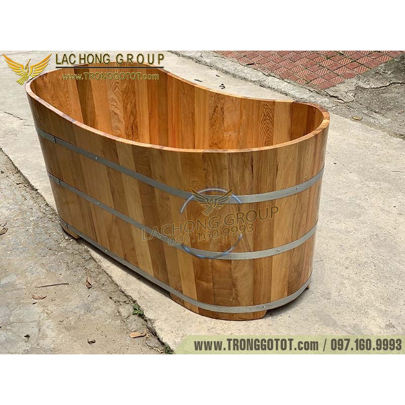 Bồn Tắm Gỗ Pơ Mu Oval 130cm | BigBuy360 - bigbuy360.vn