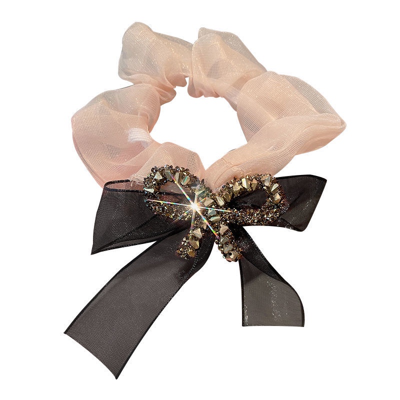Phụ Kiện Buộc Tóc Hình Nơ Màu Hồng Đen Đơn Giản Thời Trang Phong Cách Hàn Quốc