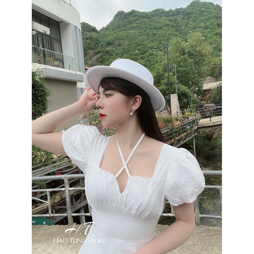 Đầm Vintage cổ vuông tay ngắn chất cotton, Váy dạ hội tay phồng diện đi đâu cũng xinh | BigBuy360 - bigbuy360.vn