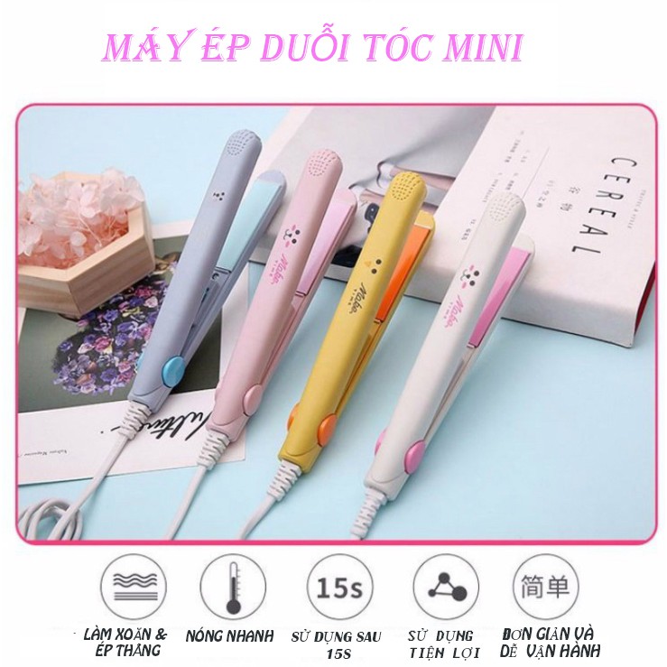 Máy ép tóc mini -Duỗi tóc, kẹp tóc uốn xoăn tóc Hàn Quốc cao cấp siêu dễ thương(ép/uốn/duỗi)