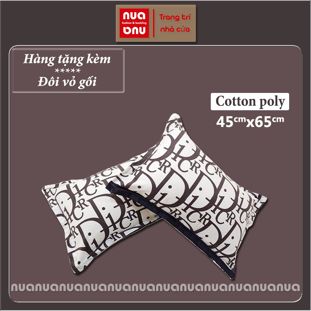 [ Hàng tặng kèm không bán ] Đôi vỏ gối nằm cotton poly có khoá kéo bao lồng ruột gối