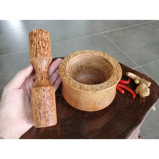 Bộ chày, cối gỗ sơ dừa