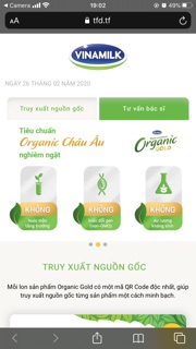 Sữa Vinamilk Organic 4 850g