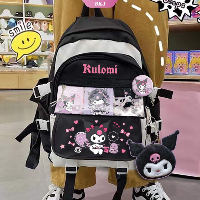 SANRIO Ba Lô Đi Học In Hình Kuromi Hello Kitty Phong Cách Hàn Quốc Cho Bé Gái