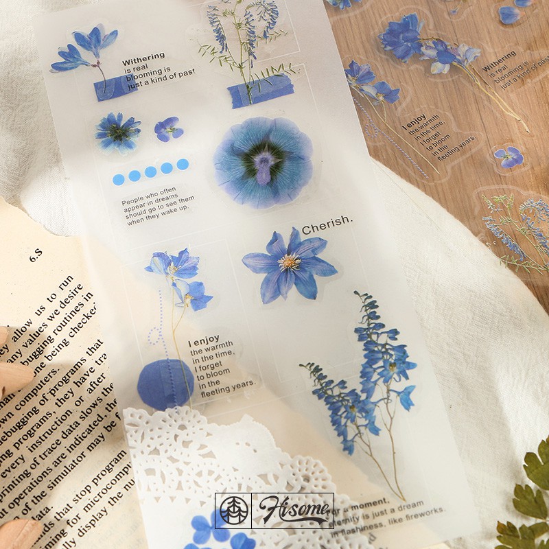 Sticker Hoa 💖 Set 4 Mẫu Sticker Dán Hoa Cỏ Hisome - A SEA OF FLOWERS Sticker Trang Trí Sổ  Bullet Journal