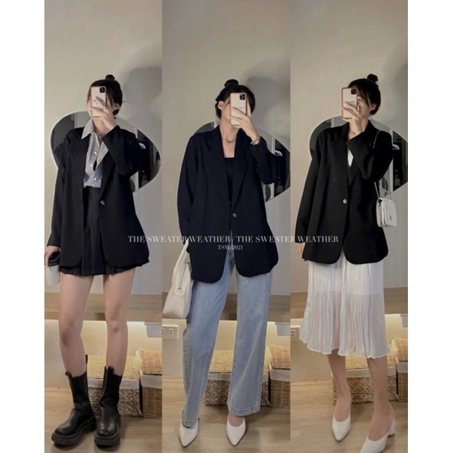 Áo khoác blazer xẻ dày dặn form rộng Hàn Quốc | BigBuy360 - bigbuy360.vn