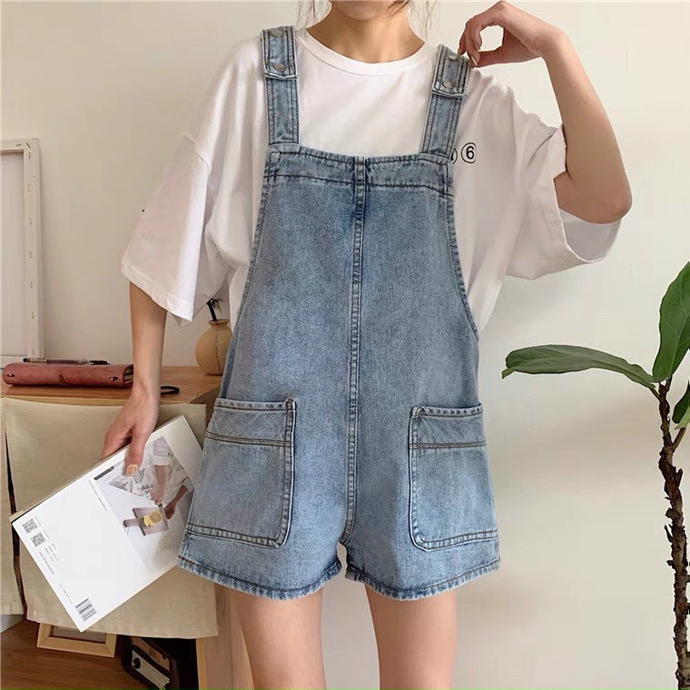 Quần yếm ngắn nữ phối kiểu túi to trước phong cách teen thời trang KKShopFashion