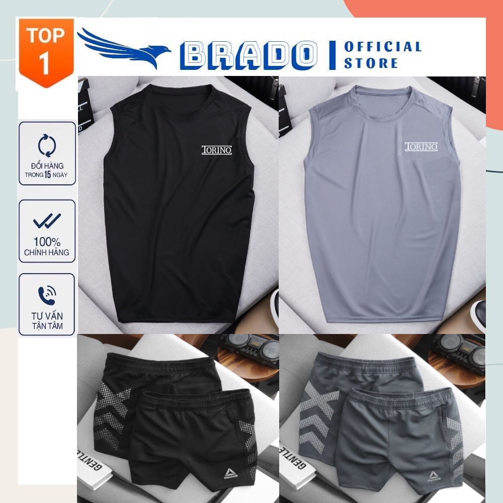 [𝐂𝐎𝐌𝐁𝐎 𝐓𝐎𝐑𝐈𝐍𝐎] Bộ Quần Áo thể thao nam, tập gym, chơi thể thao, logo nổi cao cấp chất vải Thun Thái co giãn