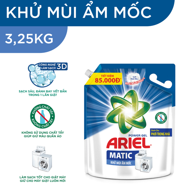 CAM KẾT CHÍNH HÃNG  Ariel Matic nước giặt Túi 3.6KG/3.25KG