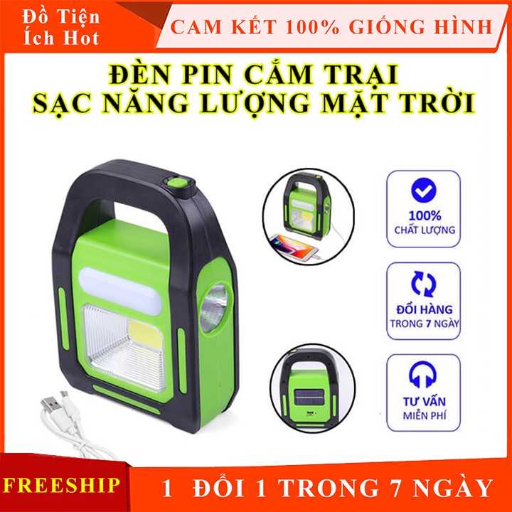 Đèn pin cầm tay siêu sáng Hurry Bolt 4 trong 1 sạc điện năng lượng mặt trời, đèn cắm trại dã ngoại