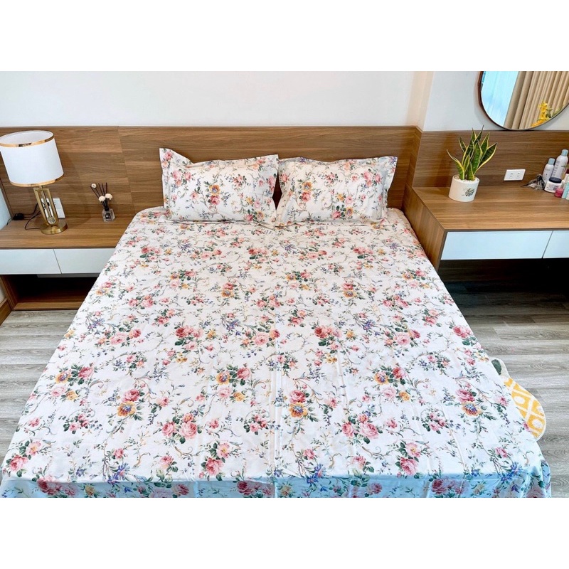 Set Ga Và 2 Vỏ Gối Nằm Cotton Living Hoạ Tiết Hoa Nhí Mềm Mát (12 mẫu -shinbedding)