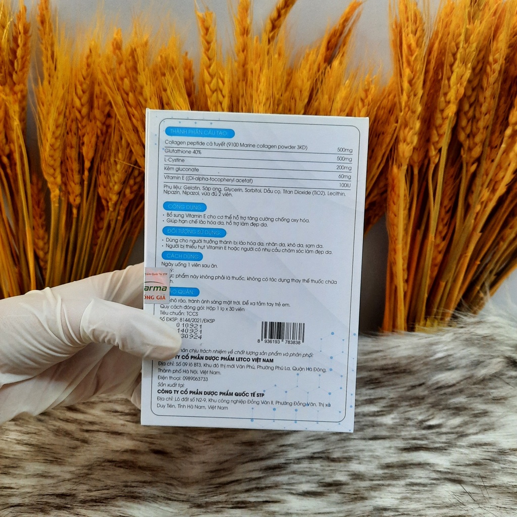 Viên uống trắng da, mờ nám Collagen + Glutathion. Hộp 30 viên