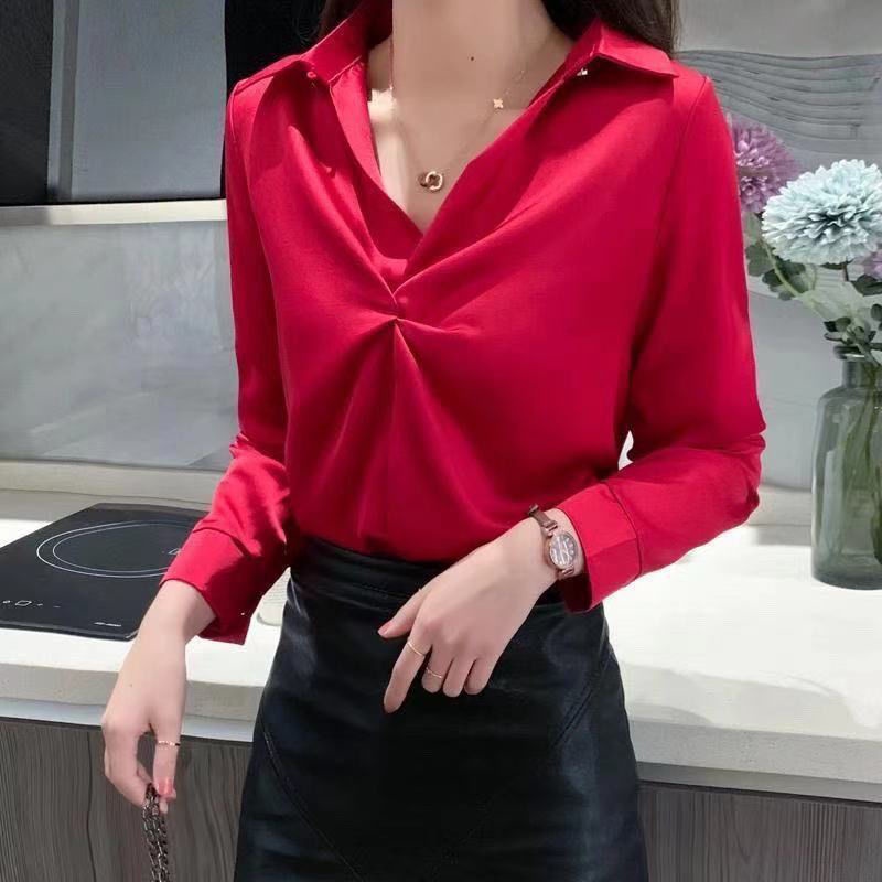 Áo Sơ Mi chiffon Tay Dài Cổ Chữ v Thời Trang Dành Cho Nữ áo sơ mi JL-CX-13