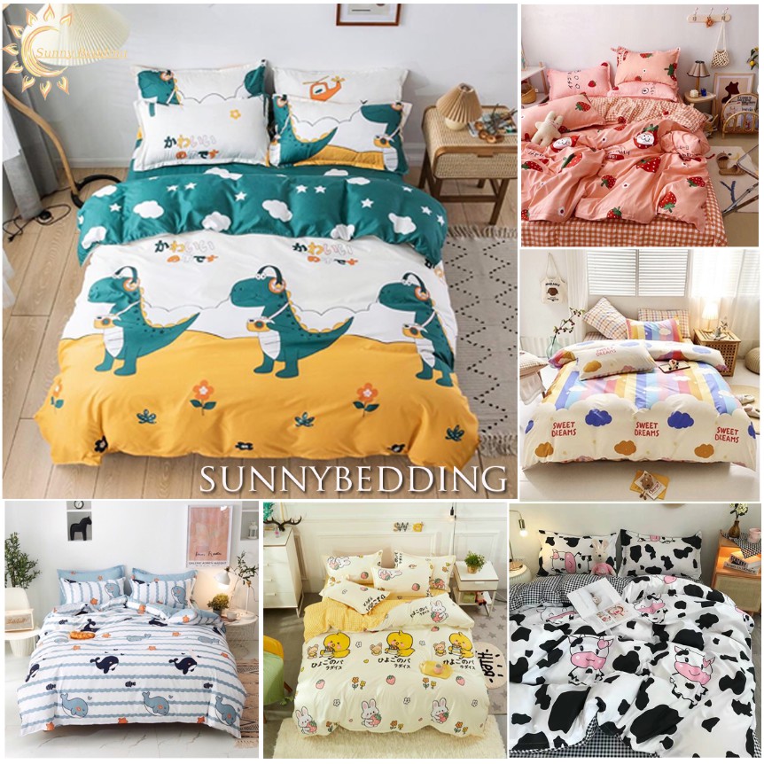 [SALE] Bộ chăn ga goi Cotton poly đáng yêu SUNNYBEDDING chăn ga Hàn Quốc đủ size miễn phí bo chun