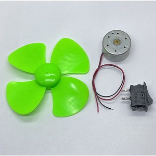 Bộ motor mini 300 3V - 6V cánh quạt 8cm công tắc dùng học tập thí nghiệm DIY