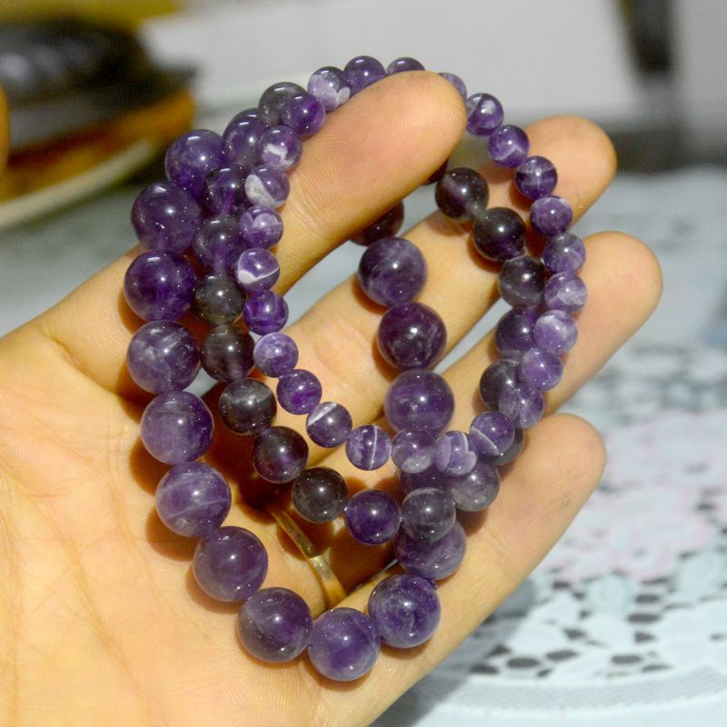 Vòng tay đá màu tím 8li 10li 12li thanh tẩy năng lượng tiêu cực