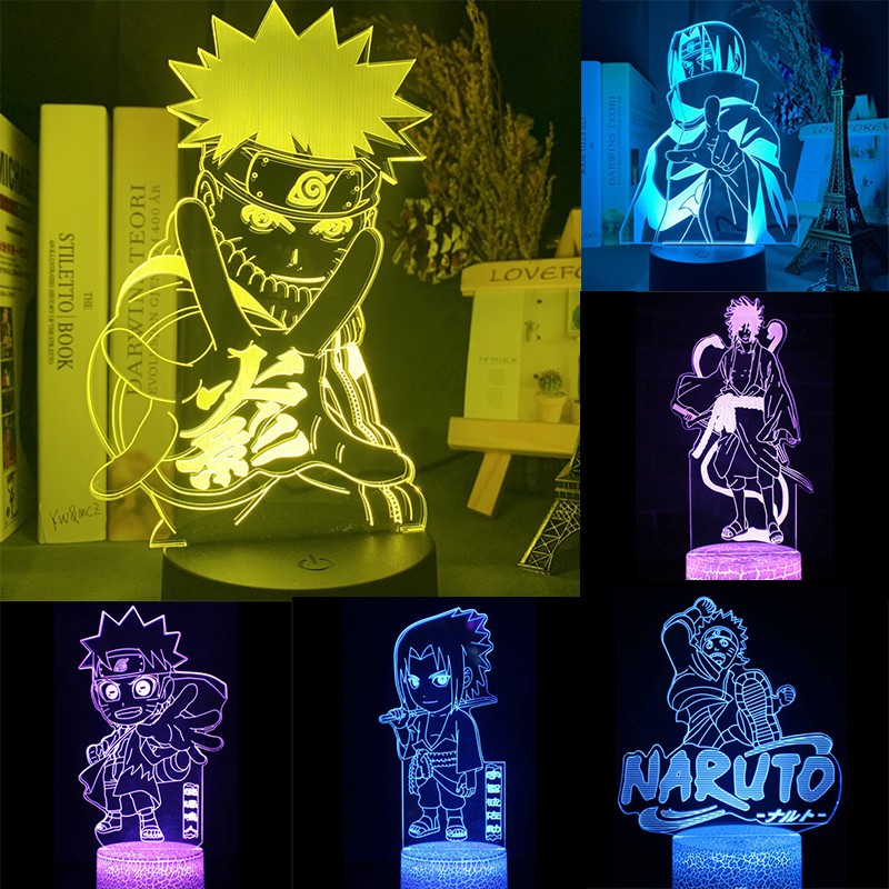 Đèn LED tạo hình nhân vật Naruto 3D 7 màu sáng tạo