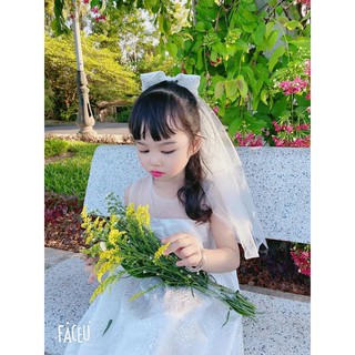 Váy trắng tiểu thư cho bé gái