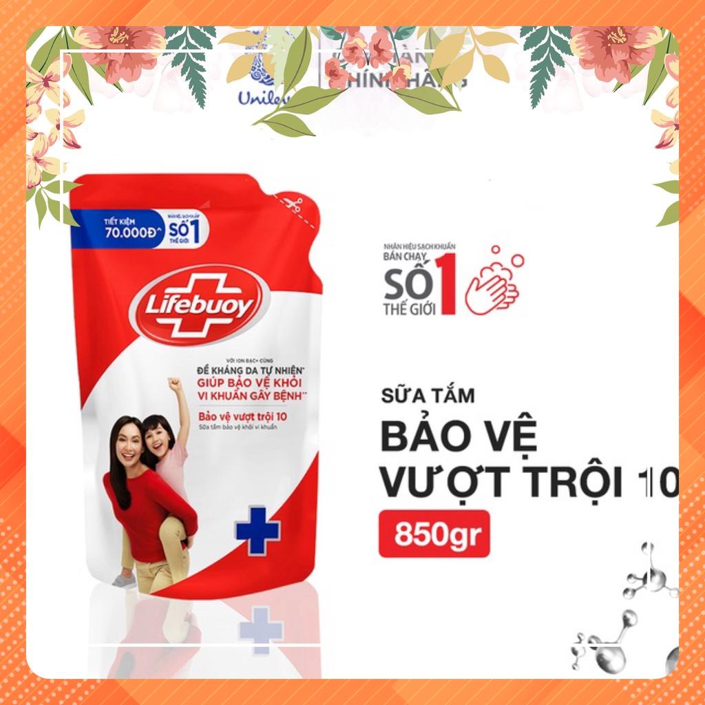 Sữa tắm túi Lifebuoy 800g dưỡng ẩm mềm mịn giúp bảo vệ khỏi 99.9% vi khuẩn và ngăn ngừa vi khuẩn lây lan trên da