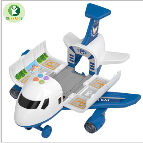 Máy bay đồ chơi có đèn nhạc chứa đường trượt ô tô