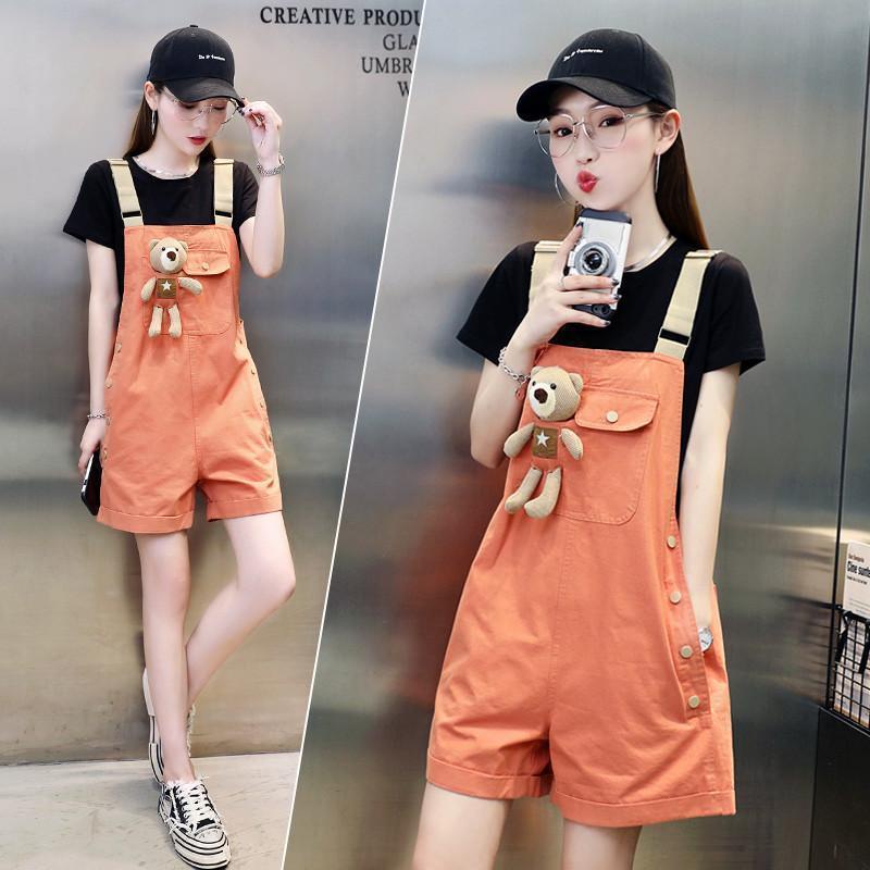 One Set Áo Thun Ngắn Tay Và Quần Yếm Lửng Thời Trang Dành Cho Nữ