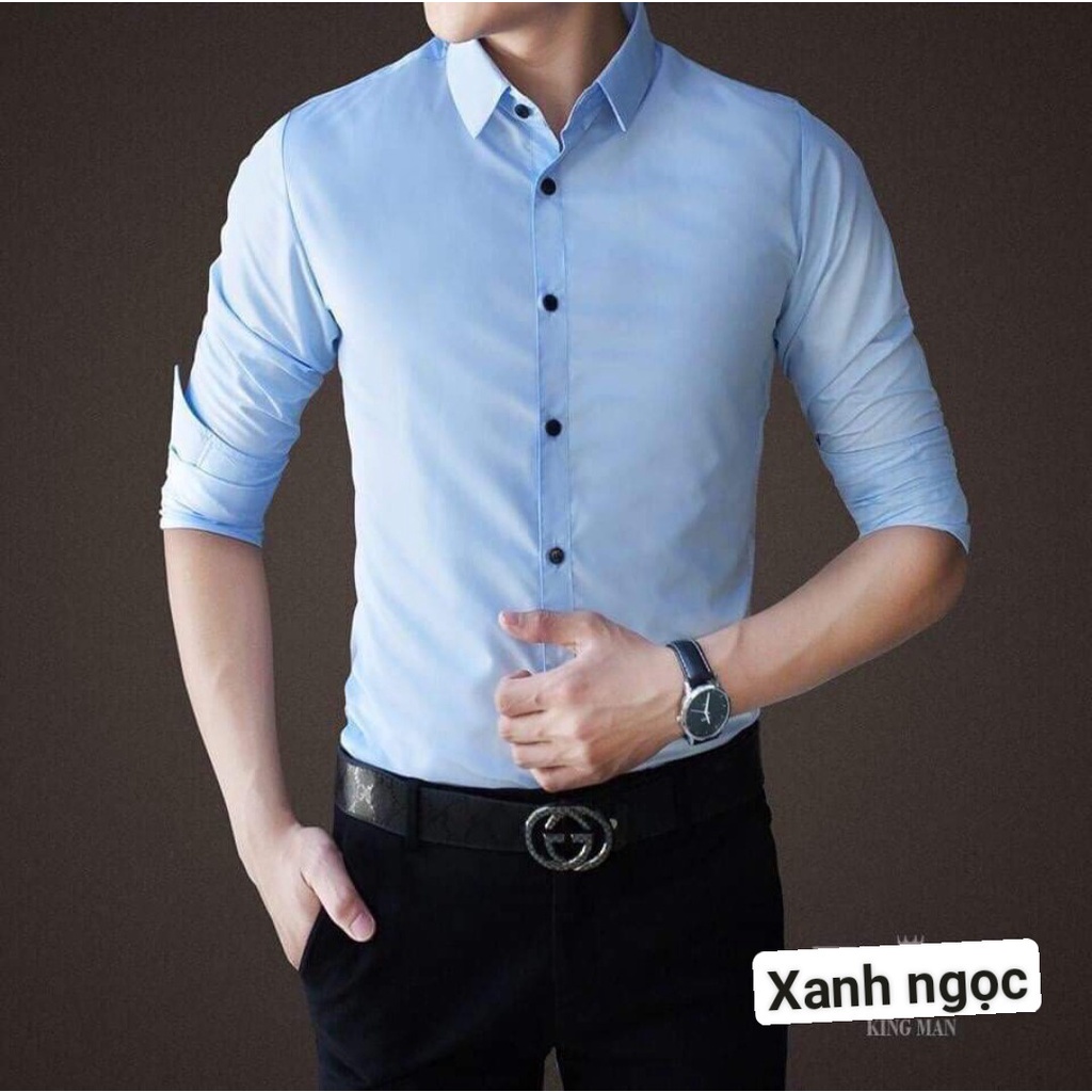 Áo Sơ Mi Nam Dài Tay 💥 Kiểu Dáng Hàn Quốc 💥 vải lụa thái mềm mịn , chống nhăn cao cấp