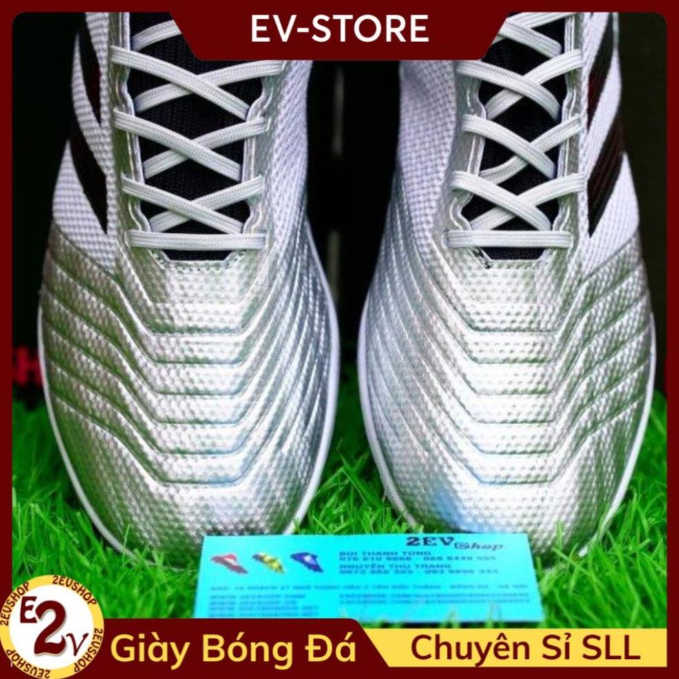 GIày Bóng Đá 𝐓𝐅 𝐀𝐝𝐢𝐝𝐚𝐬 𝐏𝐫𝐞𝐝𝐚𝐭𝐨𝐫 Bạc Gót Đỏ Cổ Chun Có Dây - Giày Đá Bóng Nam Cao Cấp .