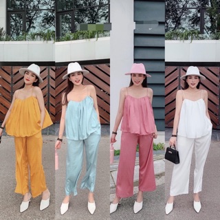 Set lụa áo 2 dây quần dài (HÀNG CÓ SẴN)