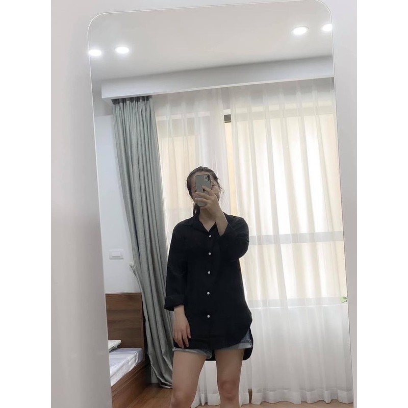 Áo sơ mi Basic xẻ tà 2 vạt Hàn Quốc