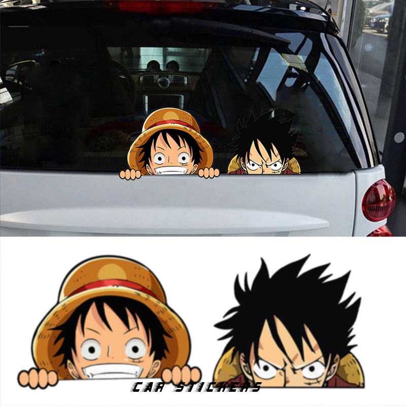 Miếng Dán Phản Quang Họa Tiết Anime One piecce Luffy Trang Trí Cửa Sổ Xe Hơi/Xe Máy