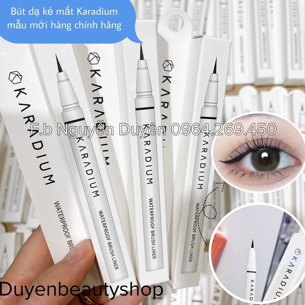 KARADIUM – Bút dạ Kẻ mắt nét mảnh chống nước Waterproof Brush Liner Black vỏ trắng mẫu mới