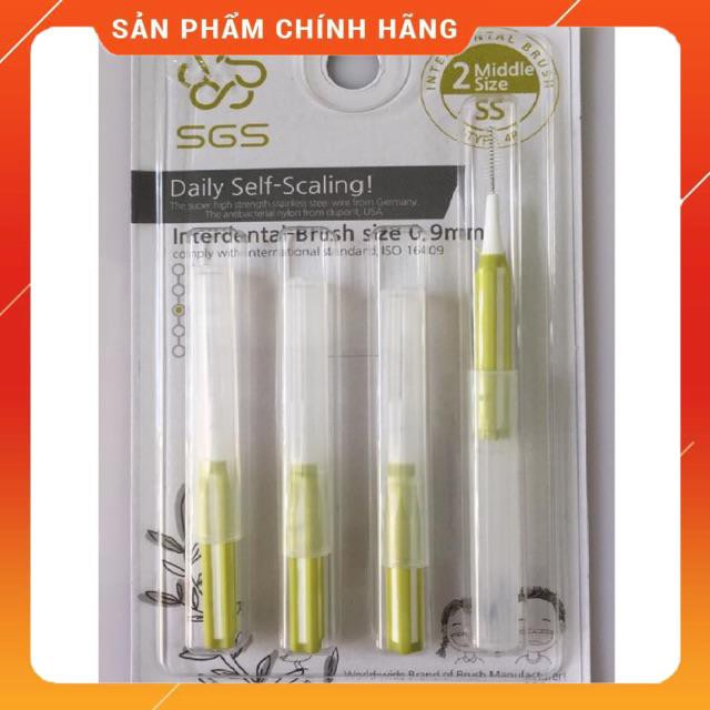Chải kẽ răng cao cấp SGS kiểu I size 0.7mm nhập khẩu từ Hàn Quốc ( vỉ 4 cây )
