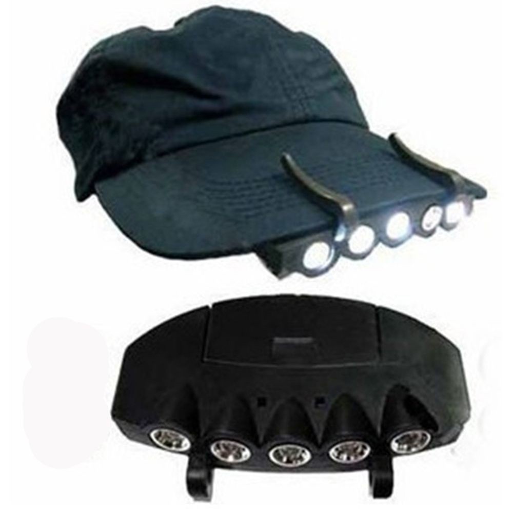 1 Đèn Pin 5 Bóng Led Ánh Sáng Trắng Siêu Sáng Có Kẹp Gắn Nón Tiện Dụng Cho Câu Cá / Cắm Trại