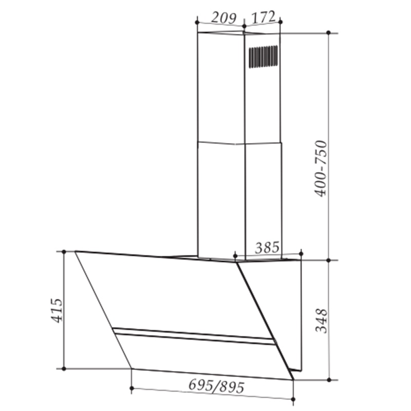 Máy hút mùi Faster FS 3688SS-70-90cm-kính vát, hút khói ,khử mùi nhà bếp,hiện đại ,sang trọng ,đẳng cấp[ NhaBepXinh]