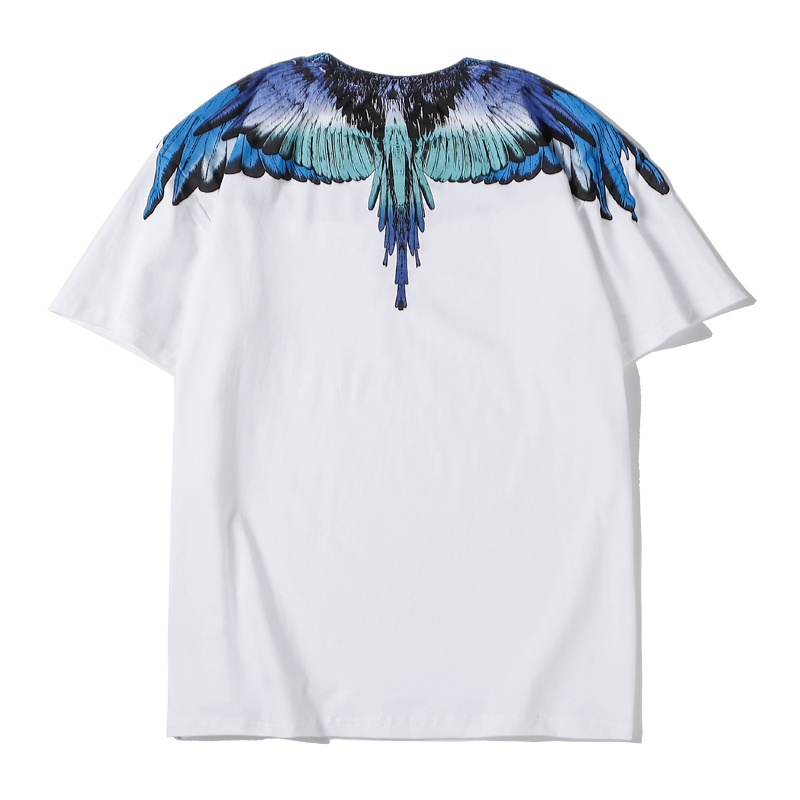 Áo Thun Cotton Ngắn Tay In Hình Đôi Cánh Phong Cách Cổ Điển Thời Trang Unisex